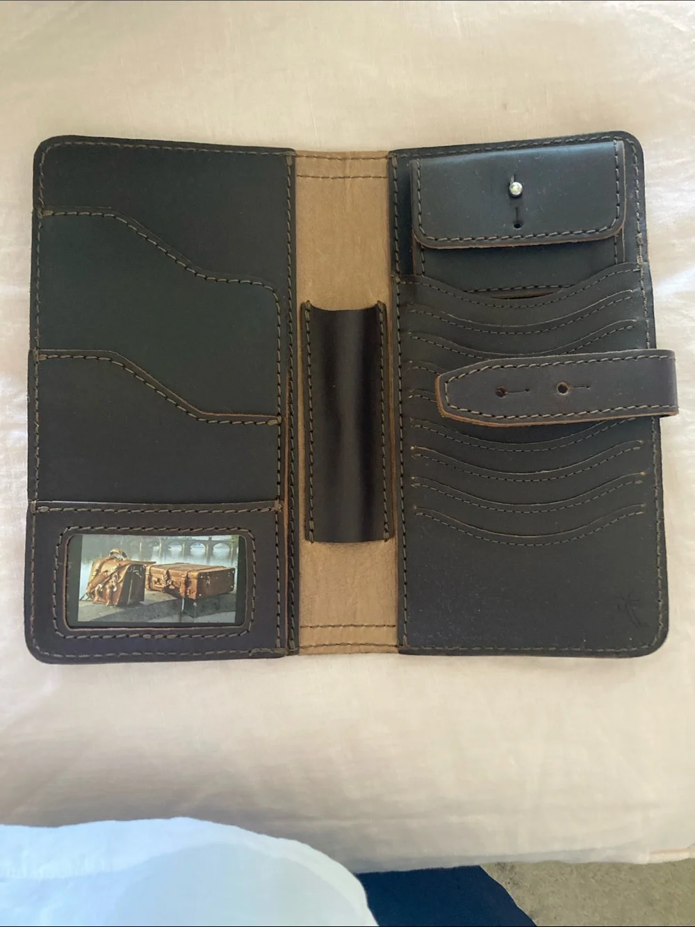 Dark Brown Leather Strap Wallet